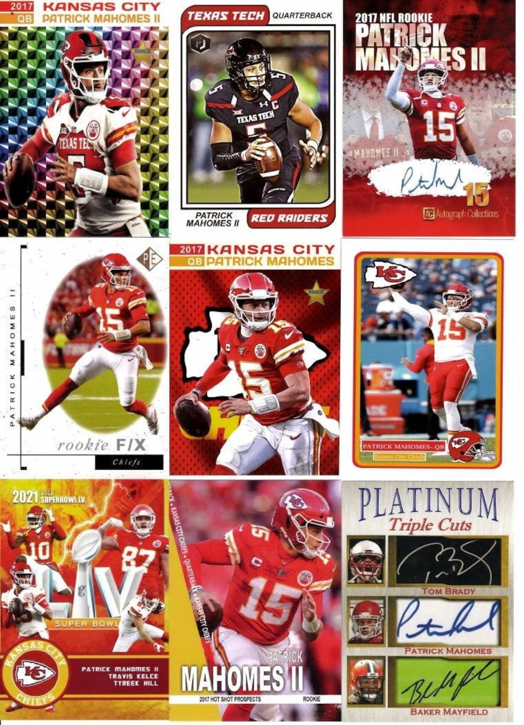 9 Card Lot Rookie Gold Patrick Mahomes Custom Limited Edition 9 Card ...