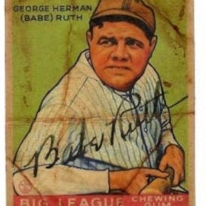 vecchia carta BABE RUTH invecchiata n. 181 autografata Yankees 1933 rp invecchiata