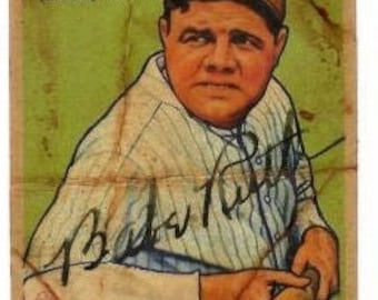 Tarjeta antigua BABE RUTH n.° 181 autografiada Yankees 1933 rp envejecida