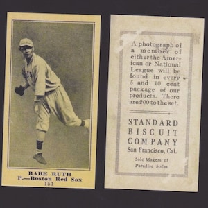 2 Karten BABE RUTH rookie Card #151 Red Sox 1916 M101 reprint minzkekse