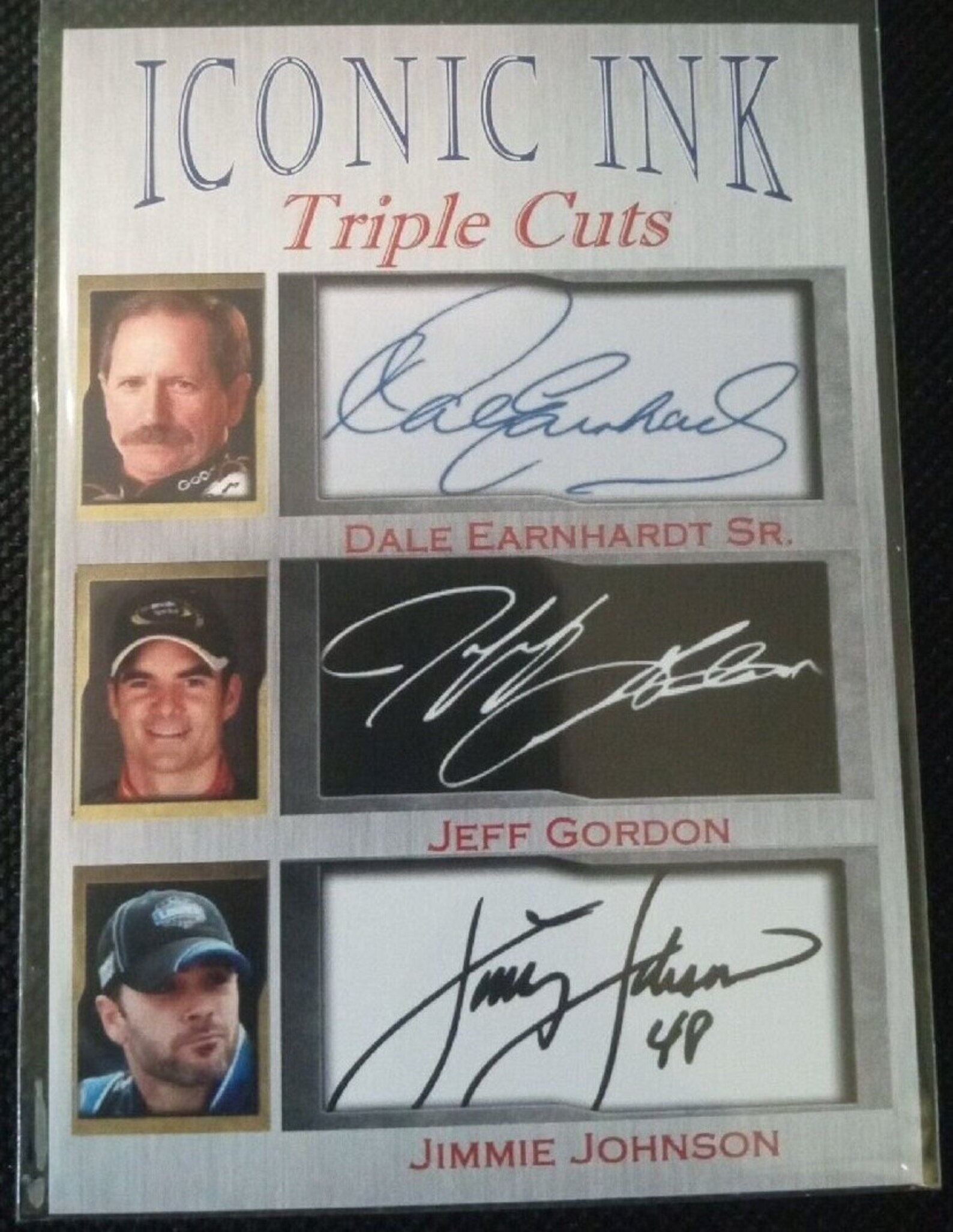 Iconic Ink Autographs 2 Card Lot Limited Edition Dale Earnhardt Jeff Gordan Jimmy Johnson ...