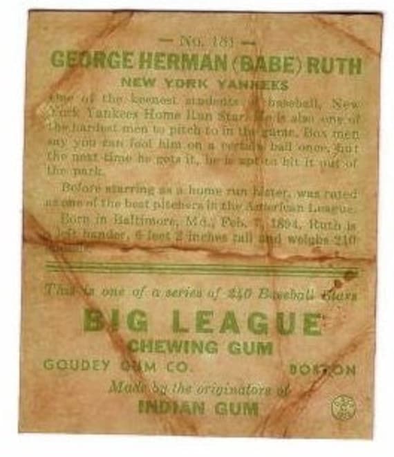 Old Aged BABE RUTH Card #181 Autographed Yankees 1933 Rp Aged