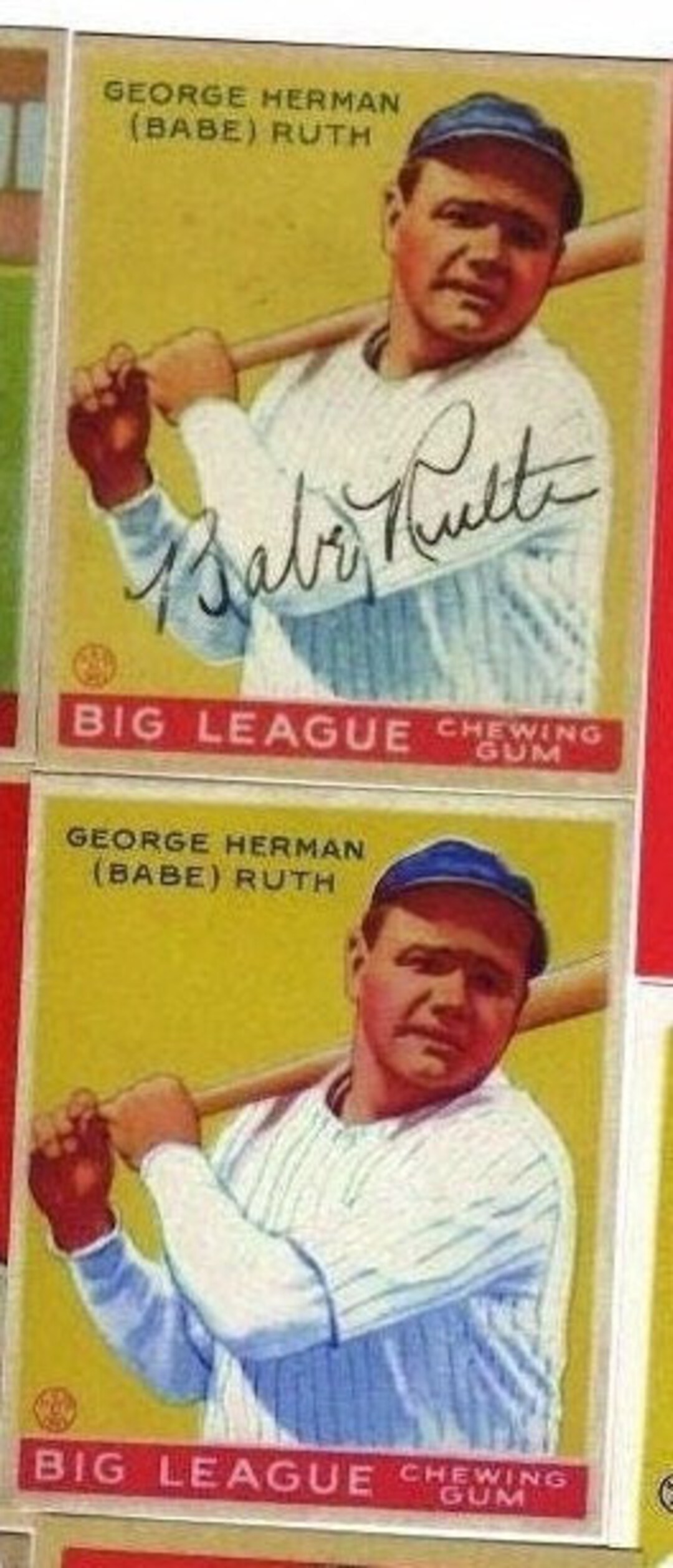 2 Card Lot Babe Ruth Rookie Reprint Mint Facsimile Autograph 2 Cards Etsy
