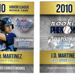 20 cartes J.D. MARTINEZ 2010 Gold Platinum rookie édition limitée seulement 2000 fait 20 cartes