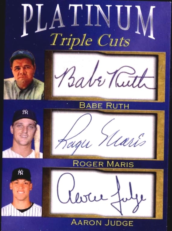 2 card lot limited edition Babe Ruth Roger Maris Aaron Judge Platinum  Triple Cuts facs autos only 1000 made Wow must have!
