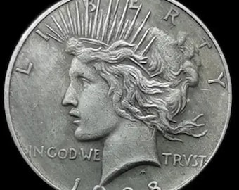 super rare  1928 peace Dollar 90% Silver Hand Made Souvenir Dollar Commemorative Coin .900 Fine Silver Restrike over 25 g non magnetic