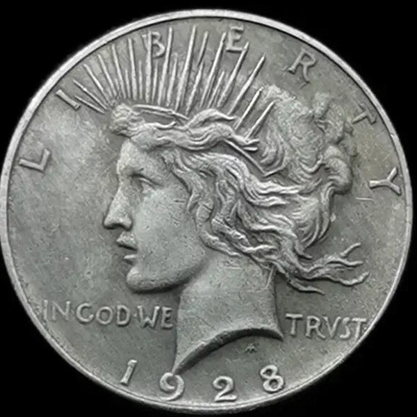 super rare  1928 peace Dollar 90% Silver Hand Made Souvenir Dollar Commemorative Coin .900 Fine Silver Restrike over 25 g non magnetic