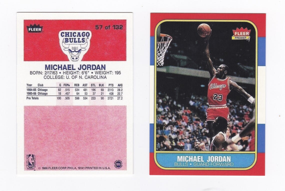 fleer 1986 michael jordan rookie card