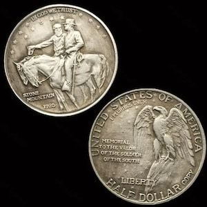 super rare 1925 Stone Mountain Half Dollar Silver Plated Commemorative novelty Coin .900 Fine Silver Restrike over non magnetic