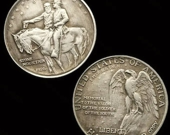 super rare 1925 Stone Mountain Half Dollar Silver Plated Commemorative novelty Coin .900 Fine Silver Restrike over non magnetic