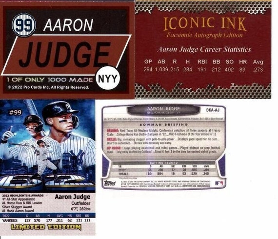 4 card lot rare Aaron Judge rooking custom limited edition facsimile  autograph rare 4 card lot