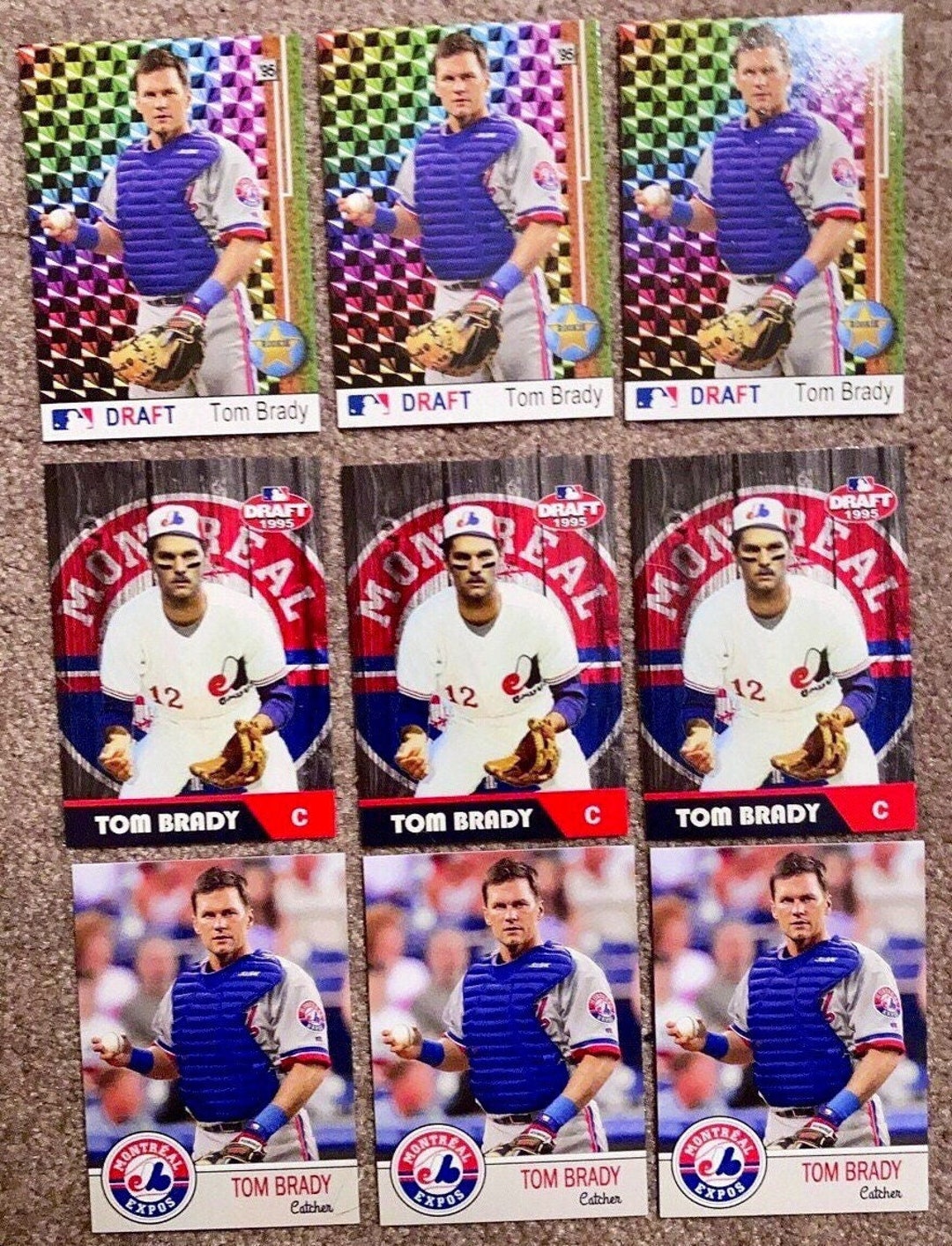 9 Card Tom Brady Rookie Custom Lot Baseball Montreal Expos 9 