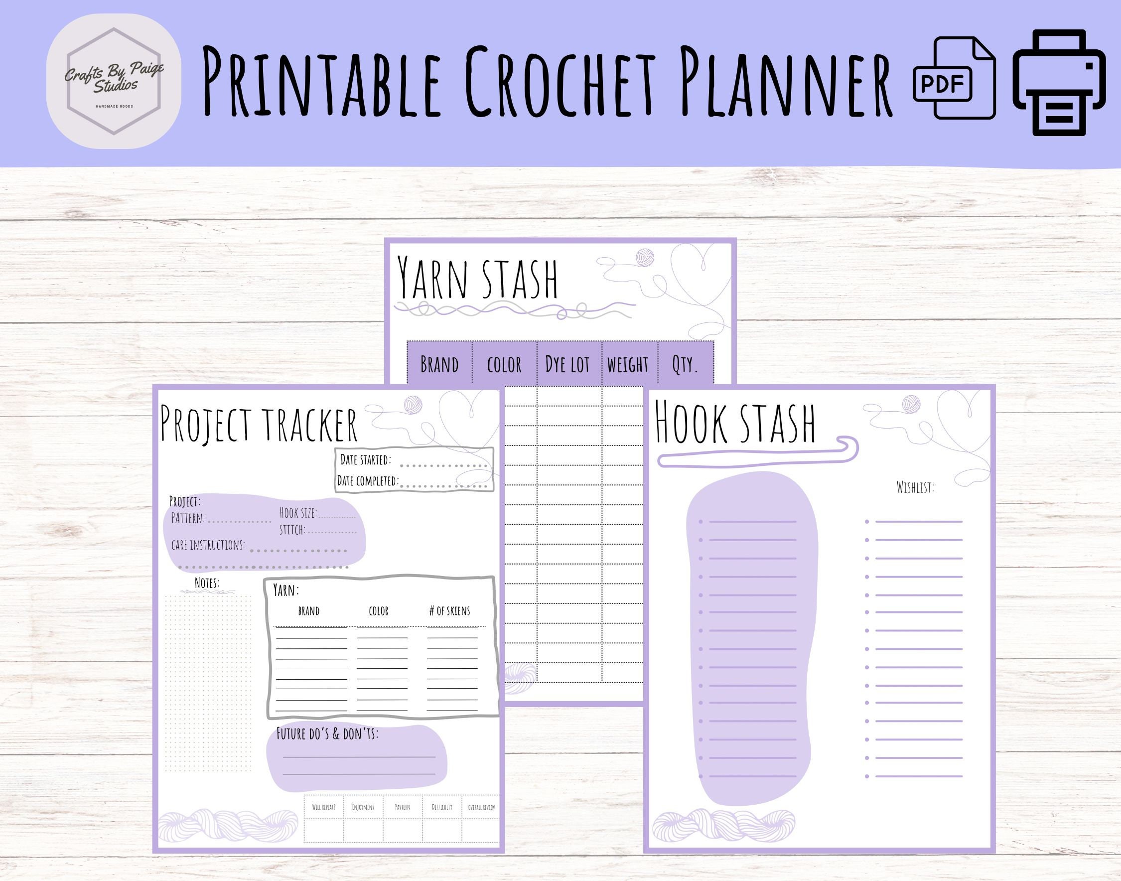Printable Crochet Planner Digital Download Small Business Forms Orders ...
