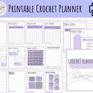 Printable crochet planner digital download small business forms orders gift tracker yarn hook tracker