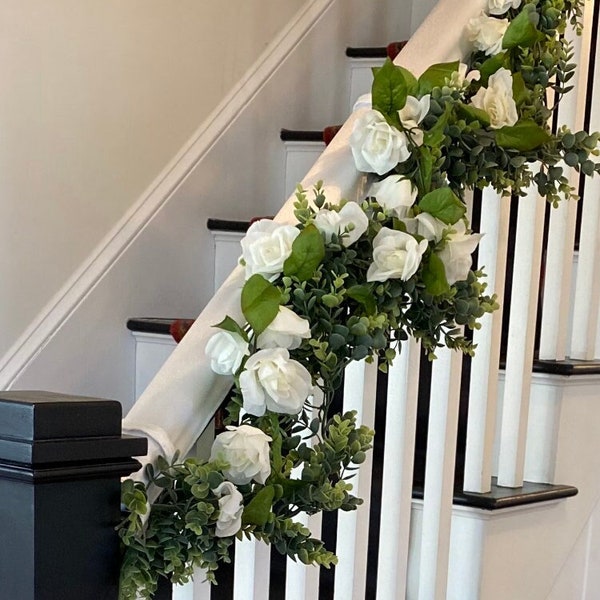 Wedding Decor: Garland Hanger, the easy way to display wedding,spring and Christmas garland on your stairs.