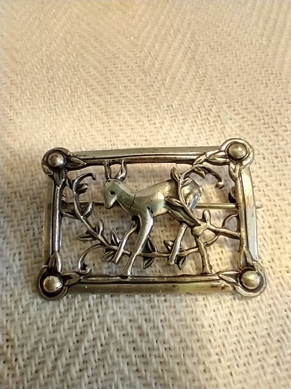 vintage silver Coro deer pin