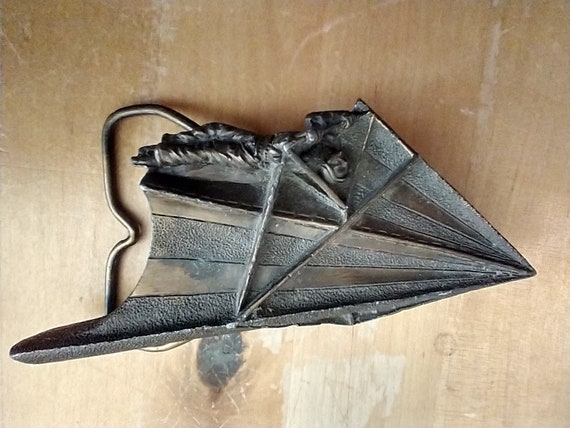 1979 hang glider belt buckle Bergamont brass works - image 2