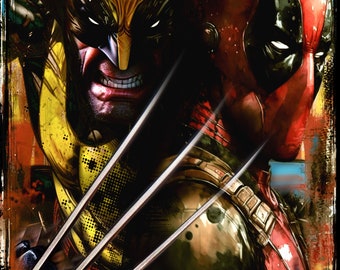 Deadpool y Wolverine pop art,dtf, diseño de sublimación