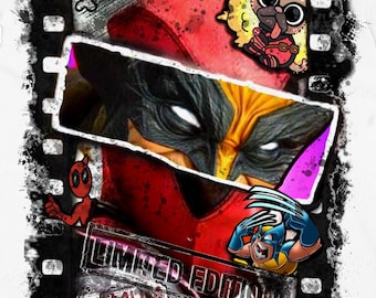 Deadpool y Wolverine pop art,dtf, diseño de sublimación