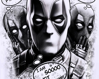 Boceto de Deadpool, arte, DTF, diseño de sublimación