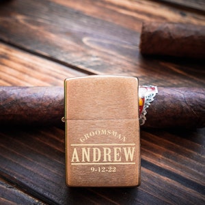 Groomsmen Gift, Customized Zippo, Gas Lighter, Vintage Oil Lighter, Brushed Zippo, Bachelor Bachelorette Party Favor Gift, Christmas Gifts