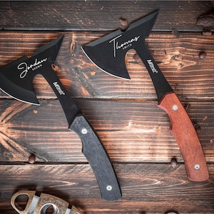 Personalized Throwing Axe: Engraved Groomsmen Gift, Black Stainless Steel Blade
