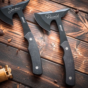 Engraved Throwing Axe: Black Stainless Steel, Groomsmen Gift