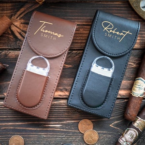 Monogram Cigar Case, Leather Cigar Humidor, Groomsmen Gift, Engraved Cigar Travel Case, Personalized Fathers Day Gift, Valentines Day Gift