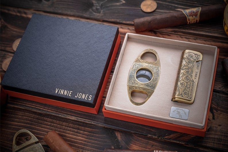 Cigar Accessories Set, Engraved Cutter and Torch Lighter, Retirement Gift, Groomsmen Gift image 8