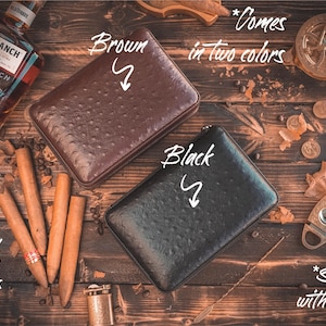 Personalized Cigar Case Gift Set for Men - Engraved Travel Humidor with Lighter and Cutter - Groomsmen Gift image 3