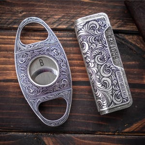 Cigar Accessories Set, Engraved Cutter and Torch Lighter, Retirement Gift, Groomsmen Gift image 6