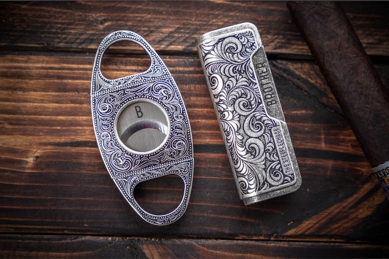 Cigar Accessories Set, Engraved Cutter and Torch Lighter, Retirement Gift, Groomsmen Gift image 6