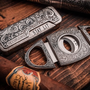 Cigar Accessories Set, Engraved Cutter and Torch Lighter, Retirement Gift, Groomsmen Gift image 10