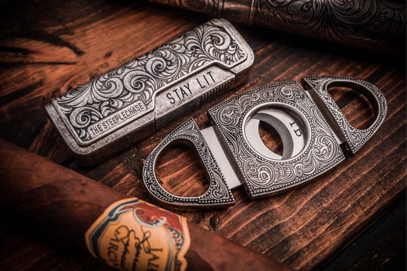 Cigar Accessories Set, Engraved Cutter and Torch Lighter, Retirement Gift, Groomsmen Gift image 10
