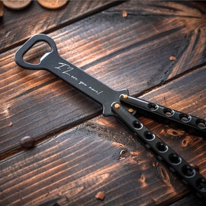 Personalized Butterfly Knife Bottle Opener, Engraved Groomsman Gift, Custom Beer Bottle Opener, Folding Pocket Knife Bottle Opener, Gift For image 8