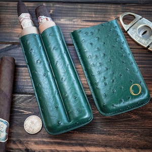 Christmas Gift, Сorporate Gifts, Groomsmen Cigar Case, Holiday Gift, Travel Cigar Case, Custom Engraving, Personalized Gifts, Ostrich Case