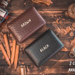 Personalized Cigar Humidor with Lighter and Cutter, Engraved Cigar Gift for Him, Father's Day Gift, Custom Cigar Room Accessory, Unique Gift image 3