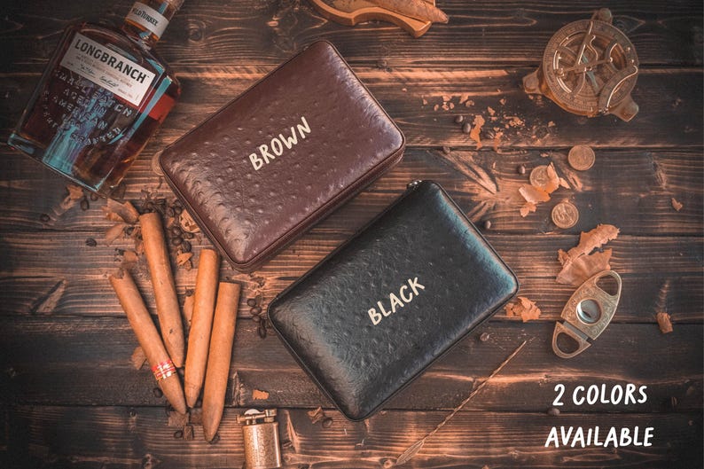 Personalized Cigar Humidor with Lighter and Cutter, Engraved Cigar Gift for Him, Father's Day Gift, Custom Cigar Room Accessory, Unique Gift image 3