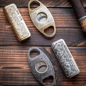 Coffret à cigares ancien en argent et bronze, coupe-cigares et briquet personnalisés, cadeau pour garçons d'honneur image 9