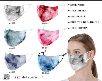 Face Masks & Coverings 3 Pack Soft Cotton Face Mask Nose Wire Adjustable Ear Loops Triple Layer Washable Reusable Breathable Mask Bundle
