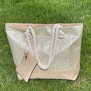 Strandtasche mit Taschen / wasserdichte Tasche / Tragetaschen mit Reißverschluss / Brautparty-Geschenktasche / Geschenktasche / Brautbaby-Strandtasche, nettes Geschenk