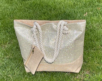 Waterproof Beach Tote Bag with Pockets: Bridal Party Gift