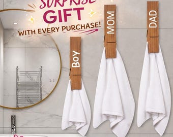 Jumbo Wooden Clothespin Towel Holder: Rustic Bathroom Decor (12 Inch)