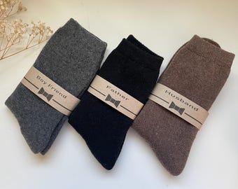 3-Pairs Wool Socks for Men: Warm Winter Hiking Crew Socks