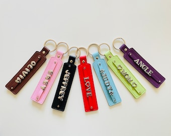 Custom Name Keychain, Stainless Steel & Sparkling Diamond Charm