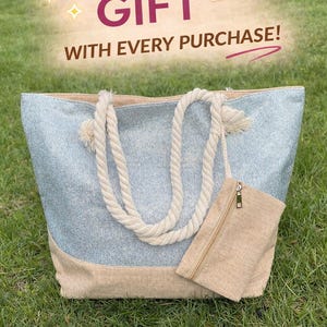 Waterproof Beach Tote Bag with Pockets: Bridal Party Gift image 1