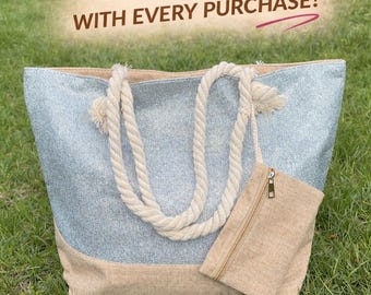 Waterproof Beach Tote Bag with Pockets: Bridal Party Gift