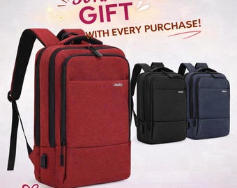 Laptop Backpack Set: Water-Resistant USB Charging