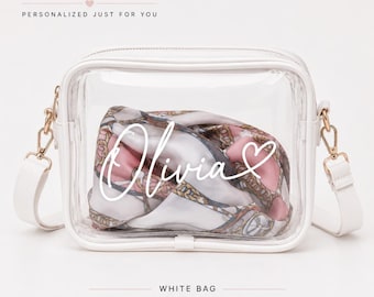 Personalized Clear Stadium Bag, Custom Name Mini Crossbody Bag, Stadium Approved Clear Purse, Concert Bag, Game Day Bag, Festival Gift