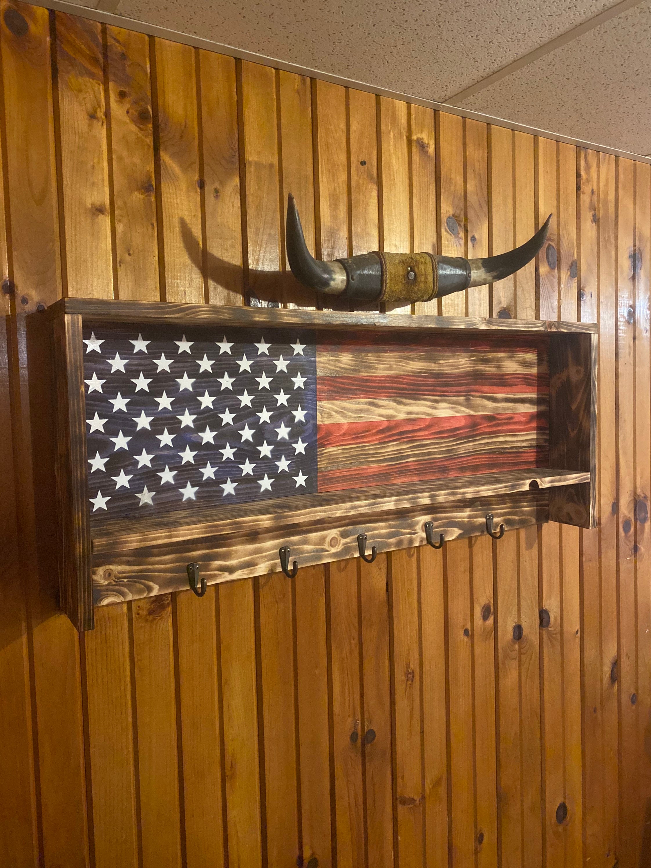 Wooden American Flag Coat Rack/shelf Etsy